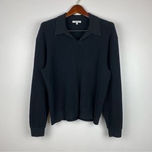 Madewell Men's Johnny-Collar Long-Sleeve Sweater Polo Black Size M NWOT
